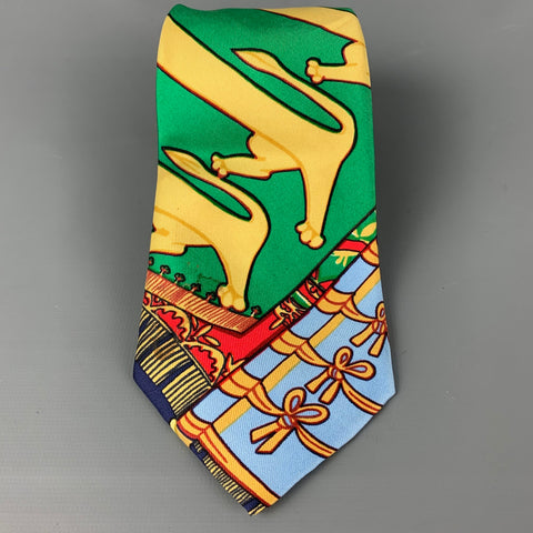HERMES Multi-Color Print Silk Twill Tie