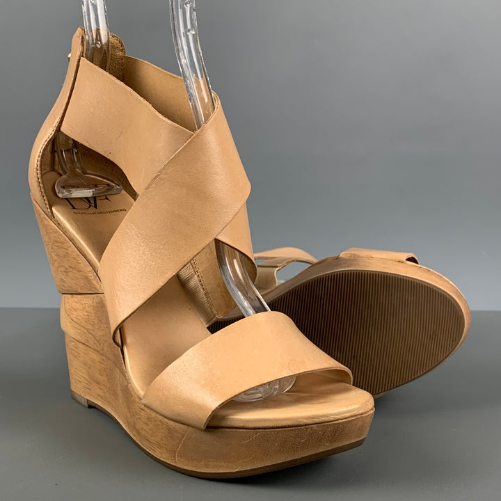 DIANE VON FURSTENBERG Size 6.5 Beige Leather Platform Sandals