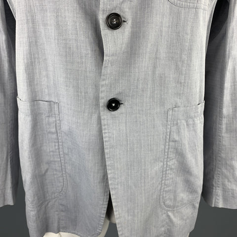 YVES SAINT LAURENT Size 44 Grey Window Pane Cotton Light Weight Sport Coat