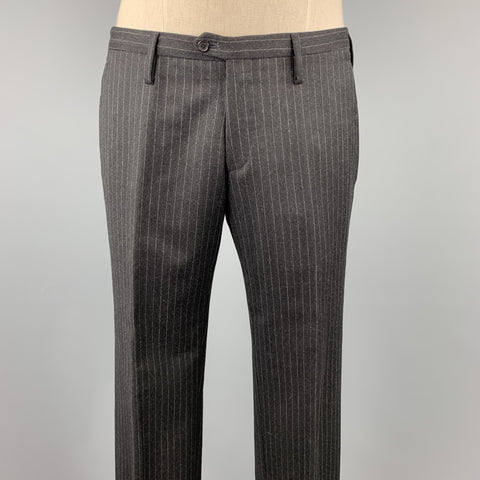 NEIL BARRETT Size 42 Regular Charcoal Stripe Wool Notch Lapel Suit