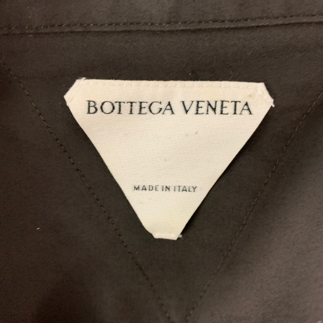 BOTTEGA VENETA Size L Brown Cotton  Elastane Short Sleeve Shirt