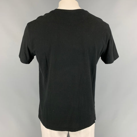 VALENTINO Camiseta de algodón con cuello redondo y logo 2099 en blanco y negro Talla L