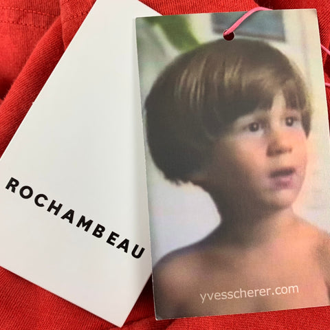 ROCHAMBEAU Taille XS T-shirt Coton Logo Marbré Rouge