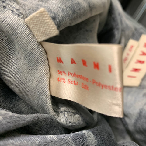 MARNI Talla 2 Vestido de manga corta jaspeado de seda de poliéster gris plateado