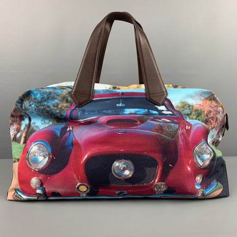 PAUL SMITH Multi-Color Print Leather Trim Canvas Bag