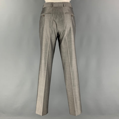 SPONTINI Size 36 Grey Shimmery Wool  Silk Single Breasted 28 30 Suit