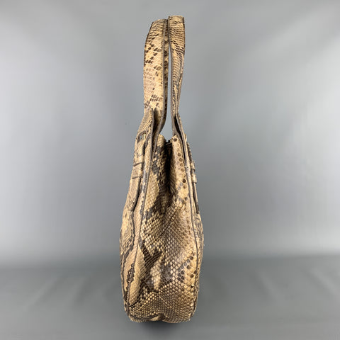 CHRISTIAN LOUBOUTIN Beige Snake Skin Hobo Buckle Shoulder Handbag