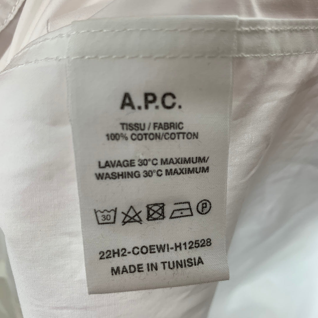 A.P.C. Size XXL White Solid Cotton Button Up Long Sleeve Shirt