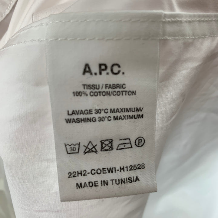 A.P.C. Size XXL White Solid Cotton Button Up Long Sleeve Shirt