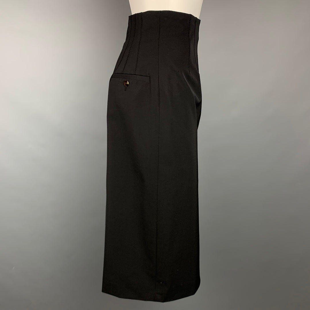 JEAN PAUL GAULTIER Reedition 1993/1994  Size 8 Black Wool / Polyester High Waisted Skirt