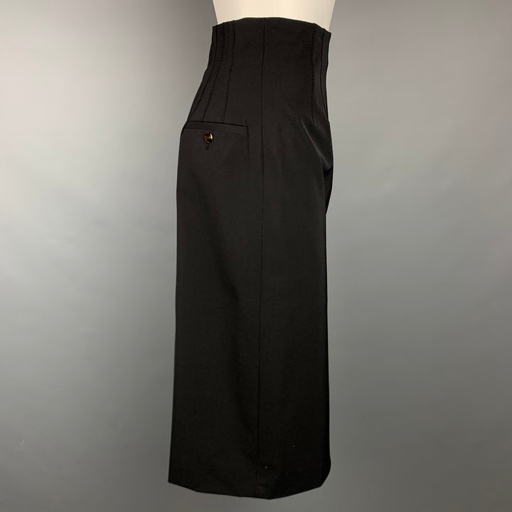 JEAN PAUL GAULTIER Reedition 1993/1994  Size 8 Black Wool / Polyester High Waisted Skirt