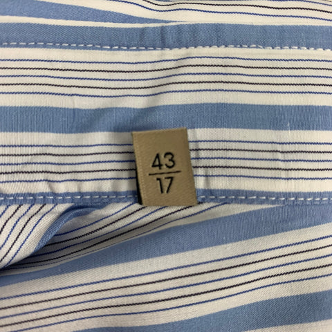 GUCCI Size XL Blue White Stripe Cotton Button Up Long Sleeve Shirt