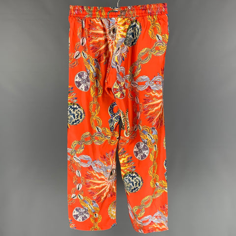 BLUEMARBLE Size S Multi-Color Print Silk Elastic Waistband Casual Pants