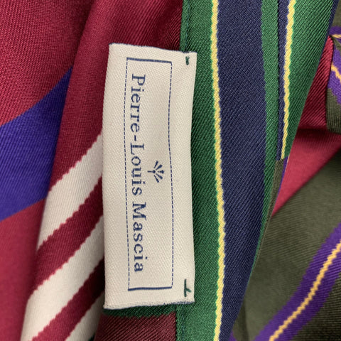 PIERRE-LOUIS MASCIA Size M Multi-Color Stripe Silk Camp Short Sleeve Shirt