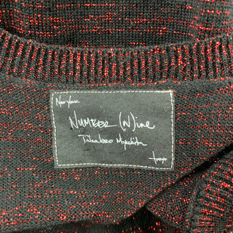 NUMBER (N)INE Size M Black & Red Metallic Cotton Blend Tank Blouse
