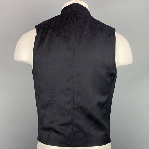 VIVIENNE WESTWOOD MAN Size 40 Black Print Wool / Viscose Blend Open Front Vest