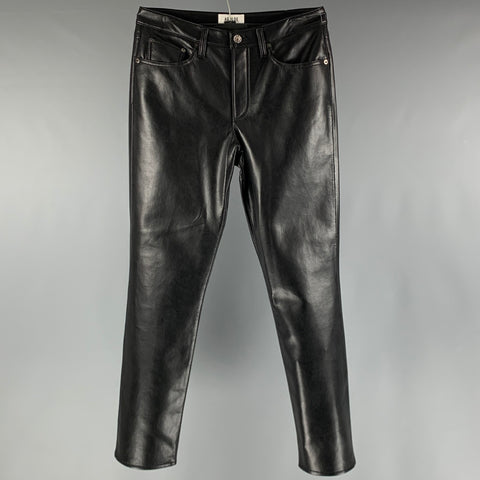 AGOLDE Size 28 Black Solid Leather Jean Cut Casual Pants