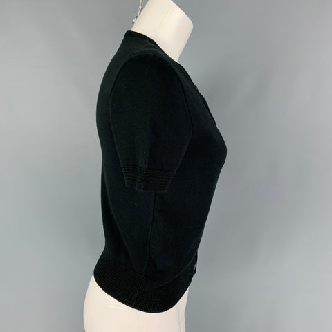 DOLCE & GABBANA Size 4 Black Cotton Short Sleeve Cardigan - Womens