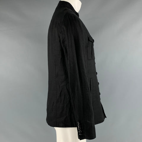 JOHN VARVATOS Size 40 Black Lines Zip Up Buttons Jacket