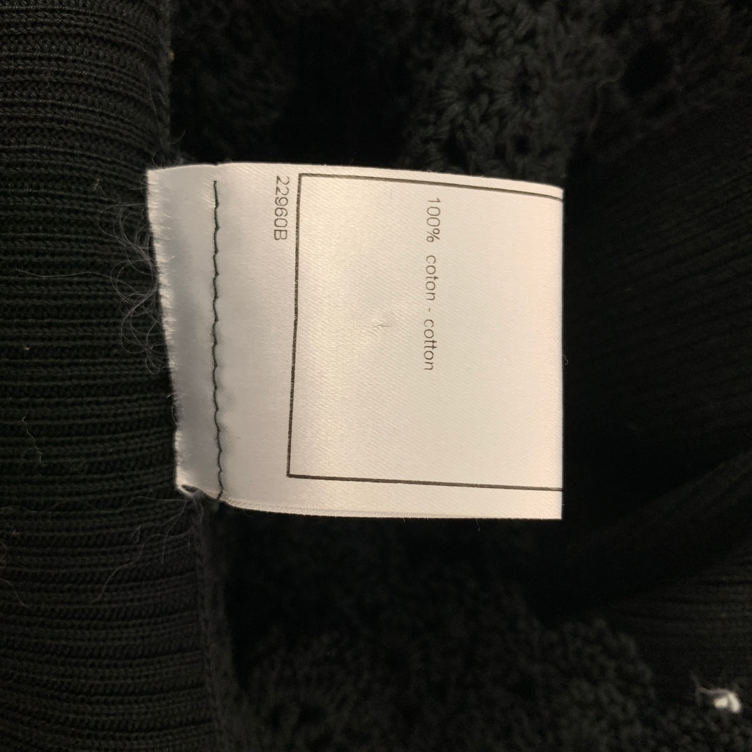 CHANEL 2003 Taille 10 Cardigan long en coton tricoté noir