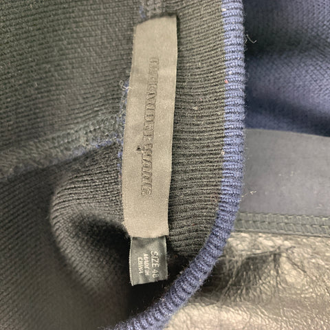 ALEXANDER WANG Size L Navy Black Mixed Materials Crew-Neck Pullover