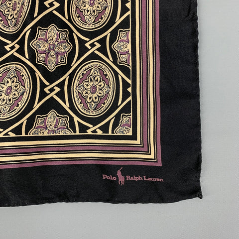 POLO by RALPH LAUREN Black Purple Print Silk Pocket Square
