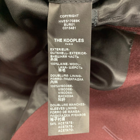 THE KOOPLES Size 42 Burgundy Wool Notch Lapel Sport Coat
