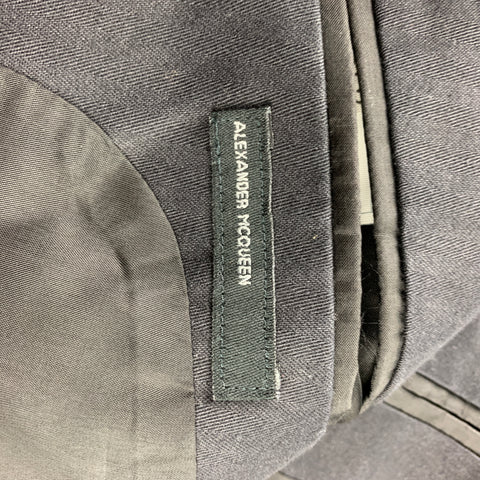 ALEXANDER MCQUEEN Size 42 Black Cotton Notch Lapel Suit
