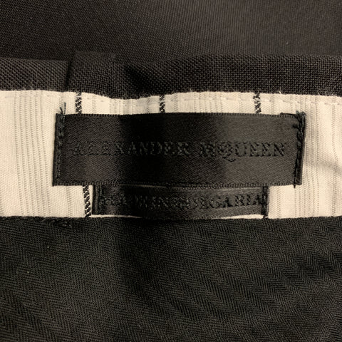 ALEXANDER MCQUEEN Size 34 Black Solid Wool / Mohair Button Fly Dress Pants