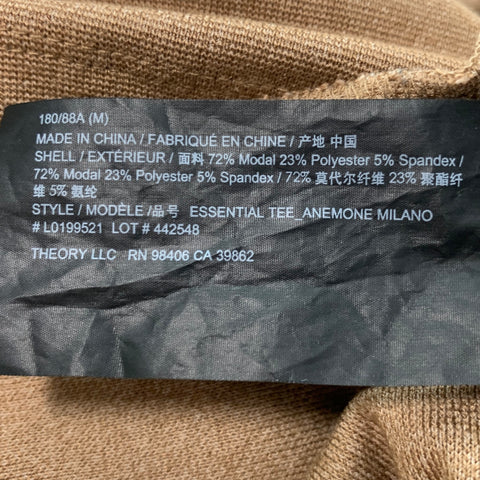 THEORY Size M Camel Modal Blend Jersey T-shirt