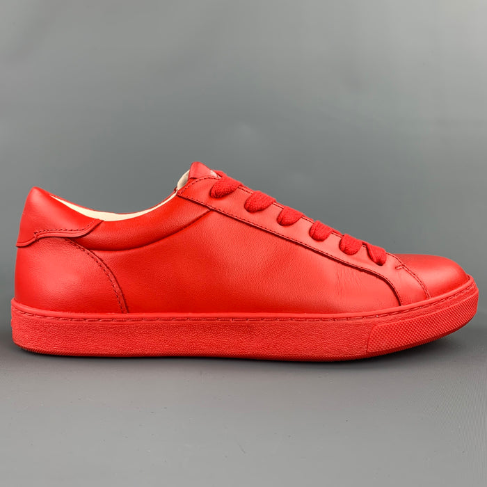 COACH Size 10 Red Leather Low Top Lace Up Sneakers