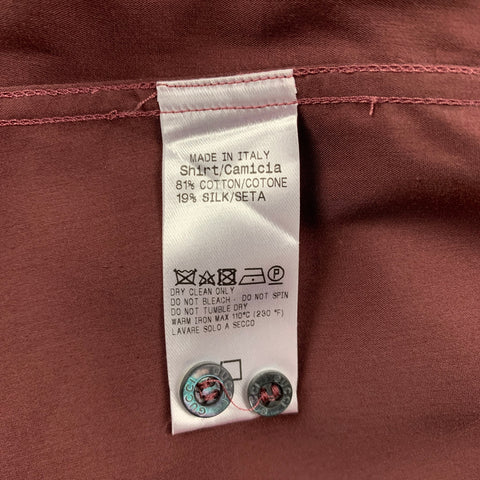 GUCCI Size L Brown Cotton / Silk Slim Fit Long Sleeve Shirt