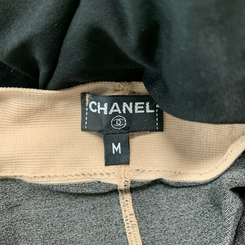 CHANEL Size M Black Nude Nylon Color Block Nylons Leggings