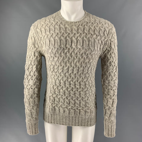 JOHN VARVATOS Talla S Jersey de punto de lana y alpaca con cuello redondo gris