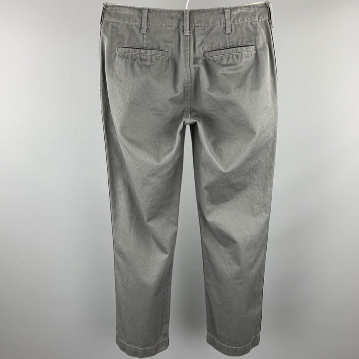 8.15 15 AOÛT Taille 30 Pantalon décontracté en coton uni ardoise avec braguette zippée