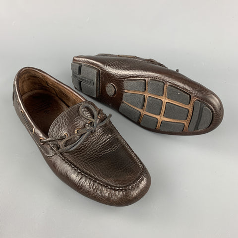 BROOKS BROTHERS Size 8.5 Brown Leather Bow Drivers Loafers
