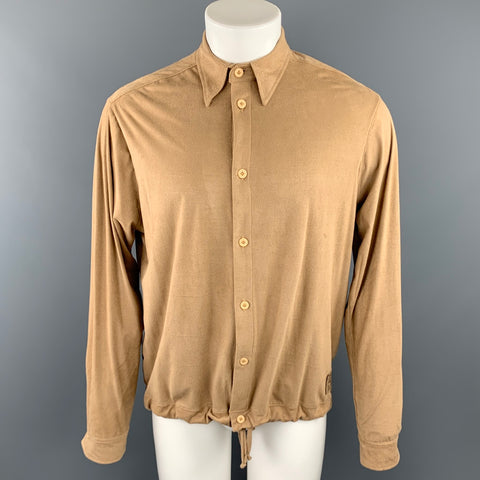 ELENA VAN DER VEER Size M Tan Poliammide Button Up Drawstring Sweater