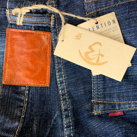 ETERNAL Size 30 Indigo Washed Cotton Button Fly Jeans