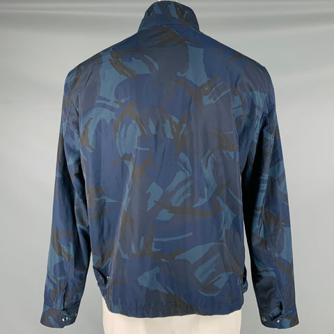 RALPH LAUREN Size XL Navy Blue Camo Polyester Zip Up Jacket