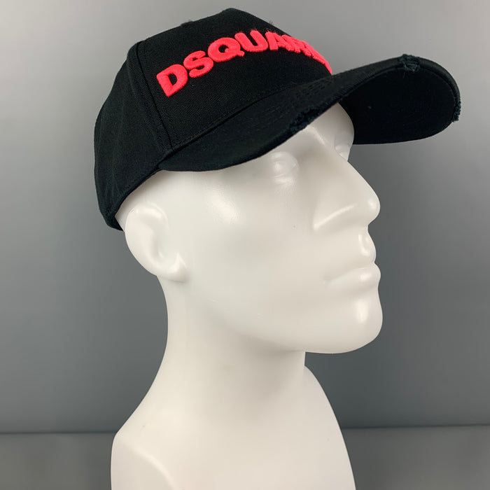 DSQUARED2 Black Pink Embroidered Canvas Hat