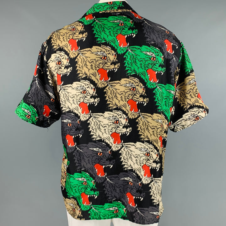 Camisa de manga corta Campamento de seda con estampado multicolor talla XXL de GUCCI