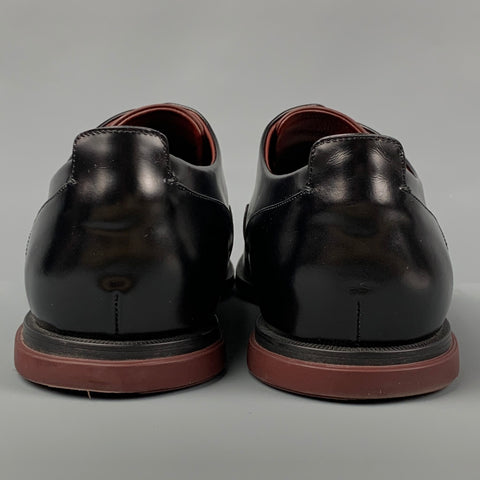 LOUIS VUITTON Size 11.5 Black Leather Cap Toe Lace Up Shoes