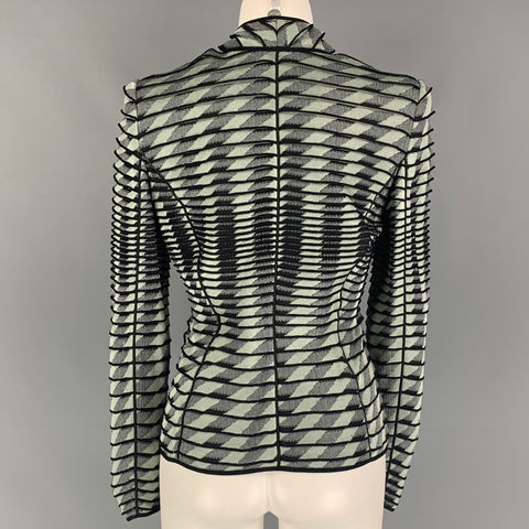 GIORGIO ARMANI Size 8 Grey Black Viscose Ribbed Zip Up Jacket
