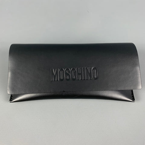 MOSCHINO Gold Black Metal Rectangle Sunglasses