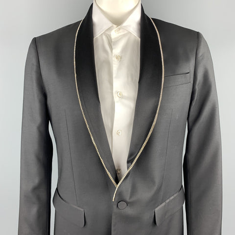 DSQUARED2 Size 44 Black Embellishment Wool Shawl Collar Sport Coat