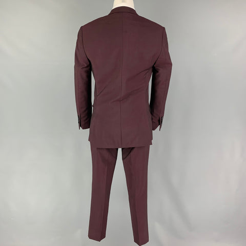 THE KOOPLES Size 34 Burgundy Wool Mohair Notch Lapel Suit