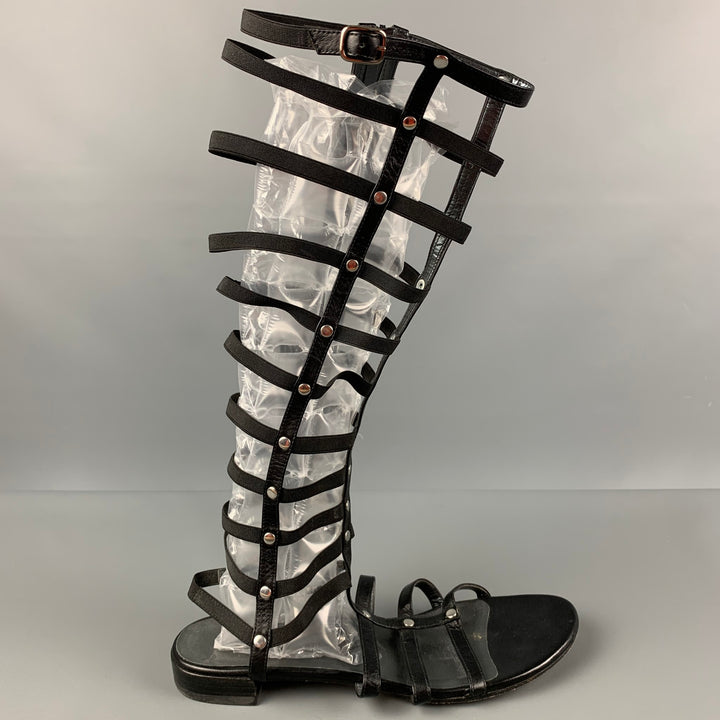 STUART WEITZMAN Size 9 Black Leather Gladiator Sandals