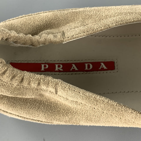 PRADA Size 9 Taupe Suede Slip On Loafers