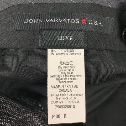 JOHN VARVATOS * U.S.A. Size 30 Black White Heather Wool Blend Dress Pants