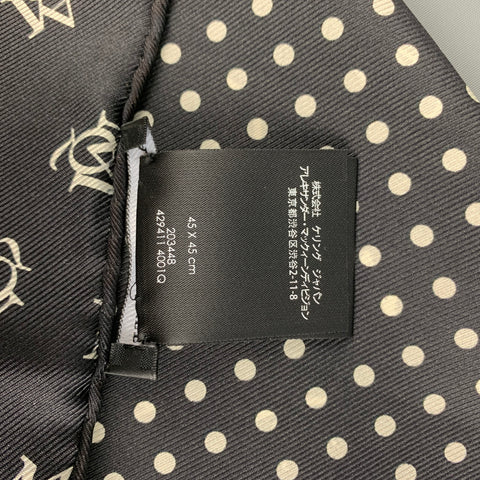 ALEXANDER MCQUEEN Black White Dots Silk Pocket Square